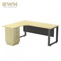 SQWL 3D L Shape Office Table With Front Metal Panel | Office Furniture