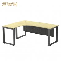 SQWL L Shape Office Table With Front Metal Panel | Office Furniture