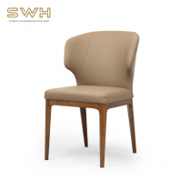 BULL Solid Wood + PU Leather (W) Dining Chair | Cafe Furniture