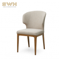 BULL Solid Wood + Fabric (B) Dining Chair | Cafe Furniture