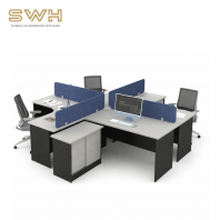 Office Workstation Table Cluster Of 4 Seater ( 16-GTL-4 ) | L Shape Workstation Table