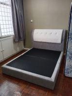 Upholstered Bed Frame Divan Base   Modern Bedroom Bed with Headboard  Katil Divan Bedroom  Home Furniture Supplier Penang, Prai, Bukit Mertajam, Butterworth, Kulim