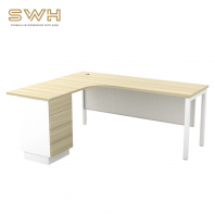 SML 4D L Shape Office Table With Front Metal Panel | Office Furniture