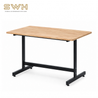 Rectangle Solid Wood Dining Table ( Natural - H Leg ) | Cafe Dining Table