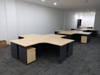4 Person Office Workstation Cluster Desk with Mobile Pedestal Drawers | Commercial Office Furniture Malaysia | L Shape Office Table Workstation | Penang, Sungai Petani, Kulim, Lunas, Bayan Lepas, Prai