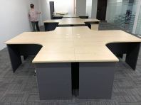 4 Person Office Workstation Cluster Desk with Mobile Pedestal Drawers | Commercial Office Furniture Malaysia | L Shape Office Table Workstation | Penang, Sungai Petani, Kulim, Lunas, Bayan Lepas, Prai