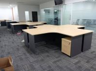 4 Person Office Workstation Cluster Desk with Mobile Pedestal Drawers | Commercial Office Furniture Malaysia | L Shape Office Table Workstation | Penang, Sungai Petani, Kulim, Lunas, Bayan Lepas, Prai