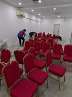 Banquet Chair Malaysia | Hotel, Seminar, Conference, Event Hall & Tuition Centre Chairs | Gold Metal Frame Banquet Chair | Stackable Banquet Chair for Seminar, Tuition Centre, Church & Event Hall | Supplier Malaysia