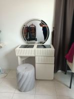 Modern Dressing Table with LED Mirror | Luxury Makeup Vanity Table | Dressing Table with LED Mirror & Safety Box Malaysia