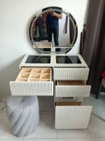 Modern Dressing Table with LED Mirror | Luxury Makeup Vanity Table | Dressing Table with LED Mirror & Safety Box Malaysia
