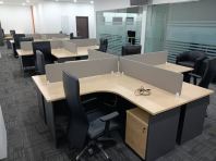 4 Seater Office Workstation Desk | Modern Office Cubicle Furniture | 4 Person Office Cubicle & Modular Desk Supplier | Office Furniture Penang, Deliver Batu Kawan, Georgetown, Bayan Lepas, Kulim Hi Tech