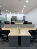 4 Seater Office Workstation Desk | Modern Office Cubicle Furniture | 4 Person Office Cubicle & Modular Desk Supplier | Office Furniture Penang, Deliver Batu Kawan, Georgetown, Bayan Lepas, Kulim Hi Tech