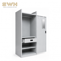 Heavy Duty Full Height Steel Wardrobe (SCM - 0011) - Metal Clothes Cabinet with Drawer & Mirror