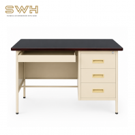 4' Single Pedestal Desk (S102/LT) | Black Linoleum Top Steel Metal Office Table