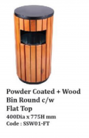 POWDER COATED WITH WOOD DESIGN ROUND BIN SSW01-FT POWDER COATED WITH WOOD DESIGN ROUND BIN SSW01-FT
