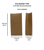 RECYCLED #4 SOS Kraft Paper Bag / Block Bottom Paper Bag / Non-oil Proof