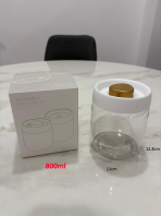 800ml Press-Vacuum Round Jar (White and Gold)
