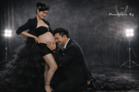 Black Gown Maternity Photoshoot