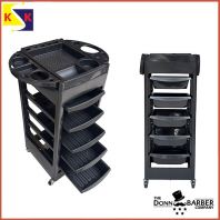 5 Tier Hairdressing Trolley Black  Salon Hair Colouring Rolling Cart