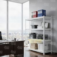 HEAVY DUTY BOLTLESS RACK FOR OFFICE - WHITE RACK WITH METAL SHELVE