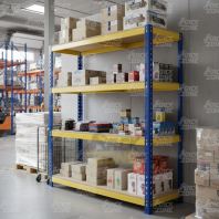 HEAVY DUTY BOLTLESS RACK FOR WAREHOUSE - YELLOW BLUE RACK WITH HDF SHELVE