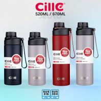 Cille Premium 316 Stainless Steel Insulated Water Bottle 12-Hours Long Thermal Control 520ML / 670ML