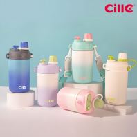 Cille Botol Air Kanak2 Comel 316 Stainless Steel Cute Kid Water Bottle Pastel Straw Strap XB-23113/XB-23114 450ml/570ml