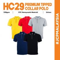 OREN SPORT HC29 Premium CVC Honeycomb Tipped Collar Smart Polo Unisex Cotton Polyester Cuff Polo Shirt Baju Polo