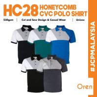 Oren Sport HC28Honeycomb Smart Casual Polo T-Shirt Unisex Adult 230gsm Cotton Polyester Men Polo Tee Baju Polo