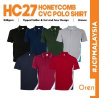 OREN SPORT HC27 Honeycomb Premium Polo Shirt Plain Polo Unisex Baju Polo Lelaki Tshirt Polo Tee Baju Berkolar