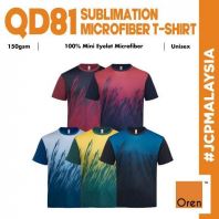 QD81 OREN SPORT Ultimate Sublimation Mini Eyelet Microfiber CVC Short Sleeve Unisex 150gsm Cool Fit Plain T-shirt
