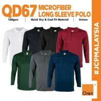 QD67 OREN SPORT Premium Quick Dry Long Sleeve Polo  Unisex Side Seamed Microfiber Polo Long Sleeve T-Shirt