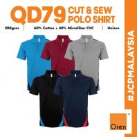 QD79 OREN SPORT Jersi Microfiber Quick Dry CVC Polo Shirt Unisex Cut & Sew Polyester Baju Jersi Cool Fit Baju Polo