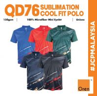QD76 OREN SPORT Jersi Microfiber Quick Dry Mini Eyelet Sublimation Polo Shirt Unisex Polyester Cool Fit Baju Polo