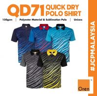 QD71 OREN SPORT Polyester Interlock Polo Unisex 150gsm Eco Dye Quick-Dry Cool Fit Sublimation Premium Polo
