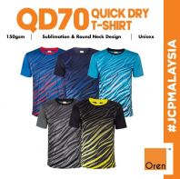 QD70 OREN SPORT Polyester Interlock T-Shirt Unisex 150gsm Eco Dye Quick-Dry Cool Fit Sublimation Tee T-Shirt