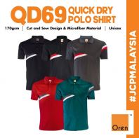 QD69 OREN SPORT Polyester Microfiber Premium Polo Unisex Collar Quick Dry Breathable Jersey Polo Baju Kolar Jersi