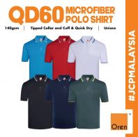 QD60 OREN SPORT Unisex Baju Lelaki Collar Dry Fit Cool Microfiber Jersey Polo Tee - White Navy Black Red Sea Blue Grey