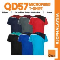 QD57 Oren Sport Cut & Sew Design Quick Dry Microfiber T-Shirt Baju Jersi Tshirt Jersey Cool Fit Microfiber Dry Fit