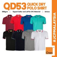 QD53 OREN SPORT Unisex Baju Lelaki Collar Dry Fit Cool Fit Cotton + Microfiber Polo - White Navy Black Red Royal Grey