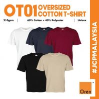 OT01 OREN SPORT Supreme Cotton Polyester Oversized T-Shirt Unisex Adult 230gsm Soft Plain Crew Neck T-Shirt