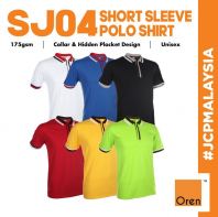 SJ04 OREN SPORT Premium TC Hidden Placket Polo Unisex 175gsm Polyester Cotton Single Jersey Polo Tee