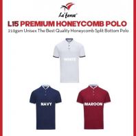 LEFONSE Unisex Adult 210gsm Thick Quality Breathable Honeycomb Polo Split Bottom Tee L1500