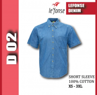 LEFONSE Unisex Serge Denim - Men Short Sleeve Denim D02