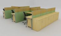6-Seater Office Cubicle Workstation with Full-Length Storage Cabinet