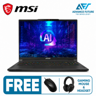 MSI Stealth A16 AI+ A3XVGG-089MY 16'' UHD+ 120Hz Gaming Laptop Core Black ( AMD Ryzen AI 9 HX 370, 32GB, 1TB SSD, RTX4070, W11 )