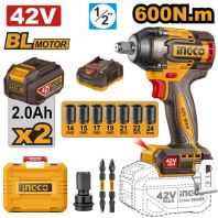INGCO CIWLI42602 42V BL Impact Wrench 600NM 2pcsX2.0AH + Charger + Case INGCO CIWLI42602 42V BL Impact Wrench 600NM 2pcsX2.0AH + Charger + Case