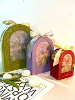 UNIGOLD The Claude Monet Velvet Gift Box | With Love Floral Printing | Ribbon Included | PU Leather Opener | Storage Box | Suitable for Birthday Valentine's Christmas Xmas New year Party Housewarming Wedding Ceremony   Office Stationery Office Stationery