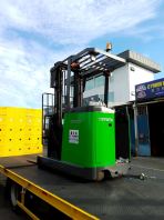 100% Import Japan Battery Reach Truck , Toyota Reach Truck Malaysia, Reconditioned Japan Toyota, Recond Battery Reach Stacker , Reachtruck Supplier Malaysia, Delivery to Printing Company at Cheng Malaysia.