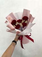 5 stalks Fresh Red Roses with Chamomile 5 stalks Fresh Red Roses with Chamomile
